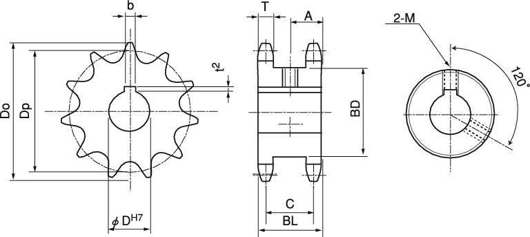 MS40SW 싱글더블축구멍가공된스프라켓(싱글2본궤)