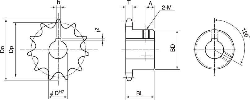 SMS40 스테인레스축구멍가공된스프라켓 1열신B형