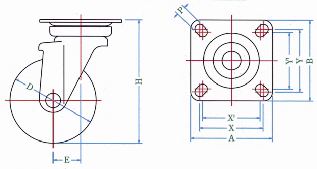 J·JB형캐스터(자재차·플레이트식)