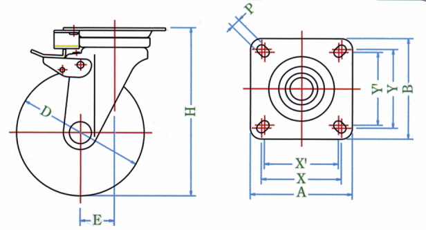 JK형캐스터(자재차·플레이트식)