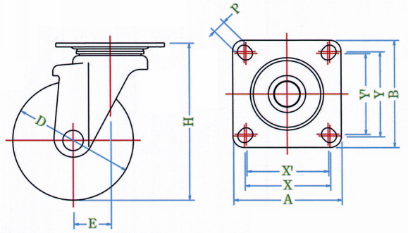 SJ형캐스터(자재차·플레이트식)