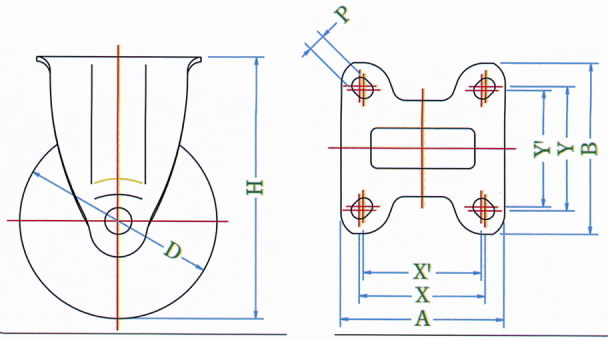 SK형캐스터(고정차·플레이트식)