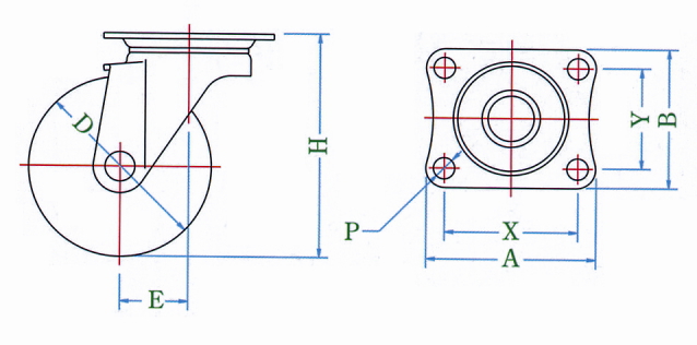 SG형캐스터(자재차·플레이트식)