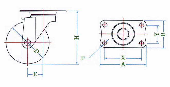 E형캐스터(자재차·플레이트식)