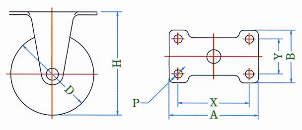 ER형캐스터(고정차·플레이트식)